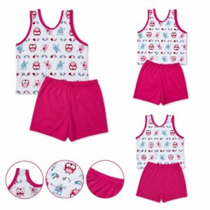 Pijama infantil regata e short feminino e masculino kit de 1 e 2 conjuntos 100% Algodão