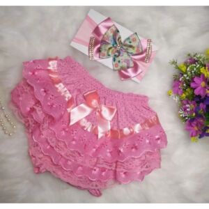 Kit Calcinha infantil Tapa Fraldas Bunda Rica com Tiara